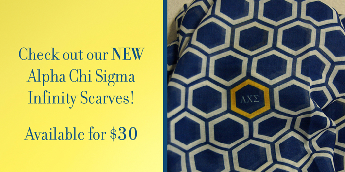 Alpha Chi Sigma Infinity Scarves available for $30